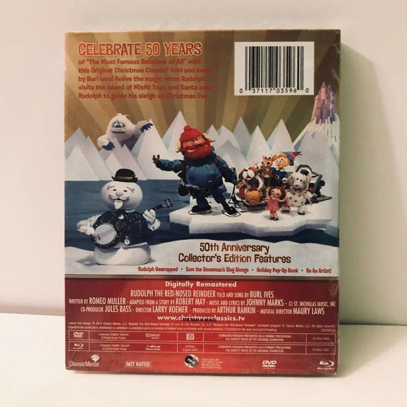Rudolph The Red Nosed  Reindeer 50th Anniversary DVD Blu Ray Sealed - Picture 13 of 13